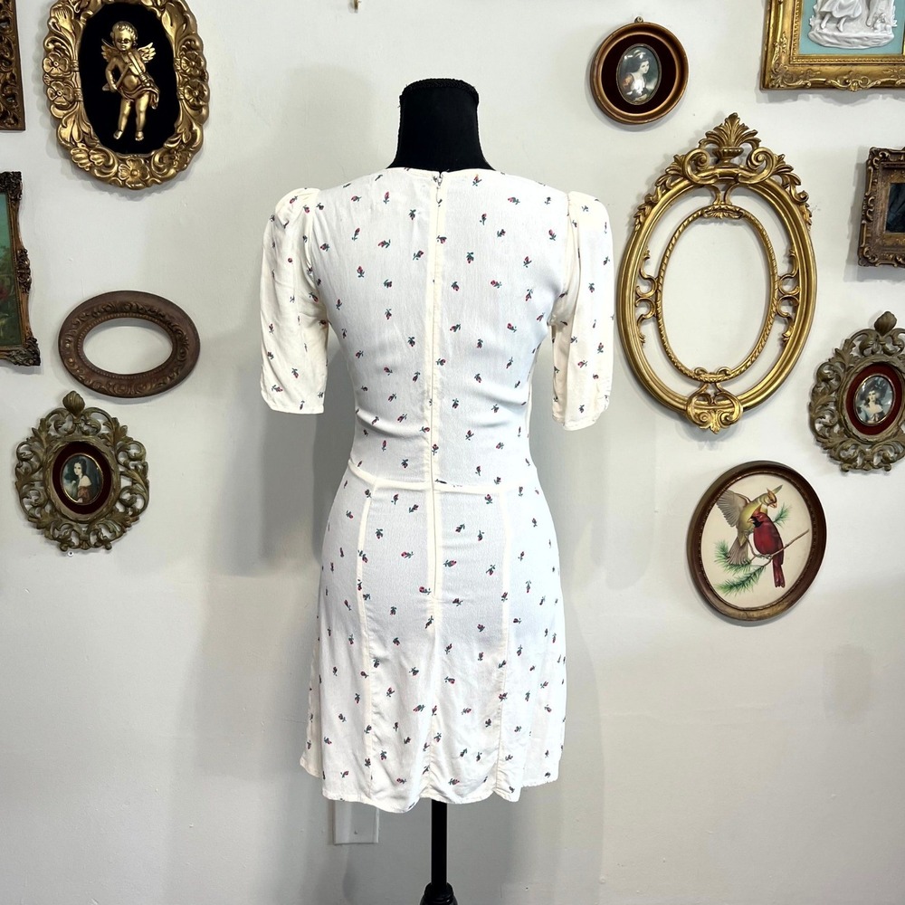 Reformation Floral V-Neck Short Sleeve Mini Dress 4 - Picture 3 of 12